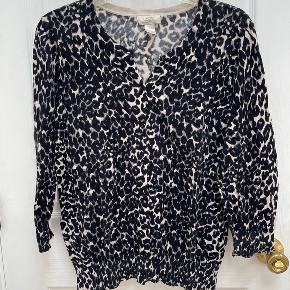 LOFT Sweaters - Loft Leopard Cardigan - Size L